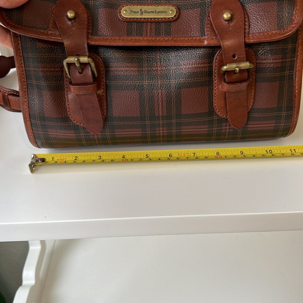 Vintage Ralph Lauren Brown Tartan Plaid Crossbody Messenger Saddle Bag - Picture 14 of 16